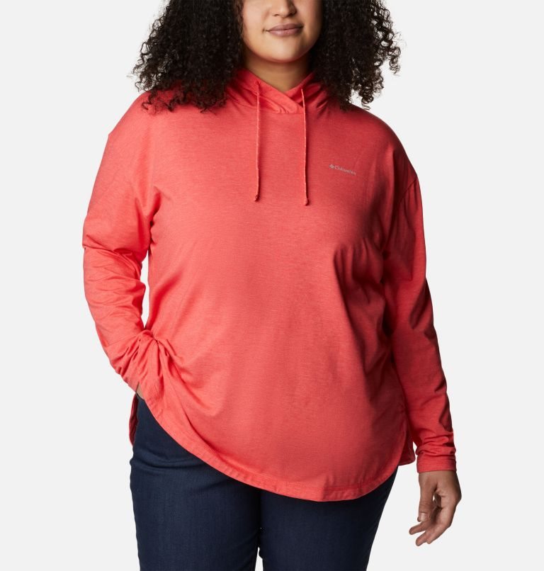 Women's Columbia Sun Trek Pullover Hoodie Red | Plus Size CA-W35A8